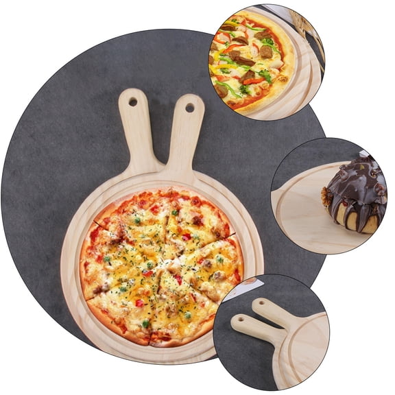 DINHEAROM Restaurant Pizza Tray Natural Wood 1PC 7 Inch