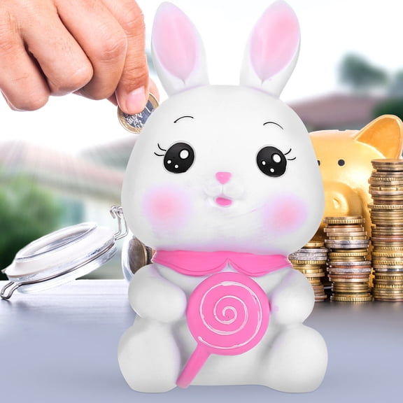Milisten Creative Bunny Shaped Enamel Coin Container Cartoon Style Kids Desktop Ornament 1Set