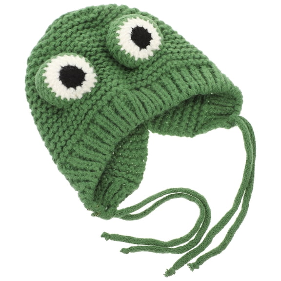 DINHEAROM 1Set Kid Knit Beanie Warmth Knitted Hat Green Round for Autumn Wear
