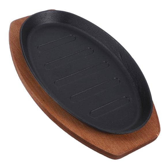 FELTECHELECTR Cast Iron Grilling Plate Even Heat Distribution 1 Set 11.00X6.68X1.38in
