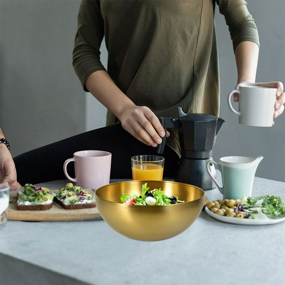 OHOIOLLA Serving Bowls For Entertaining Golden 1Set 11.0In Metal For Outdoor Dining