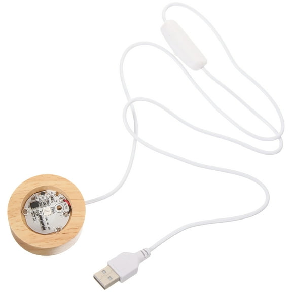 MLINS  LED Light Base Wooden Display Stand Bedside Lamp USB Charging