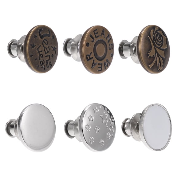 MLINS LUOEM 6pcs Jean Button Adjustable Detachable Instant Buttons No Sew Needed Thin Waist Buttons