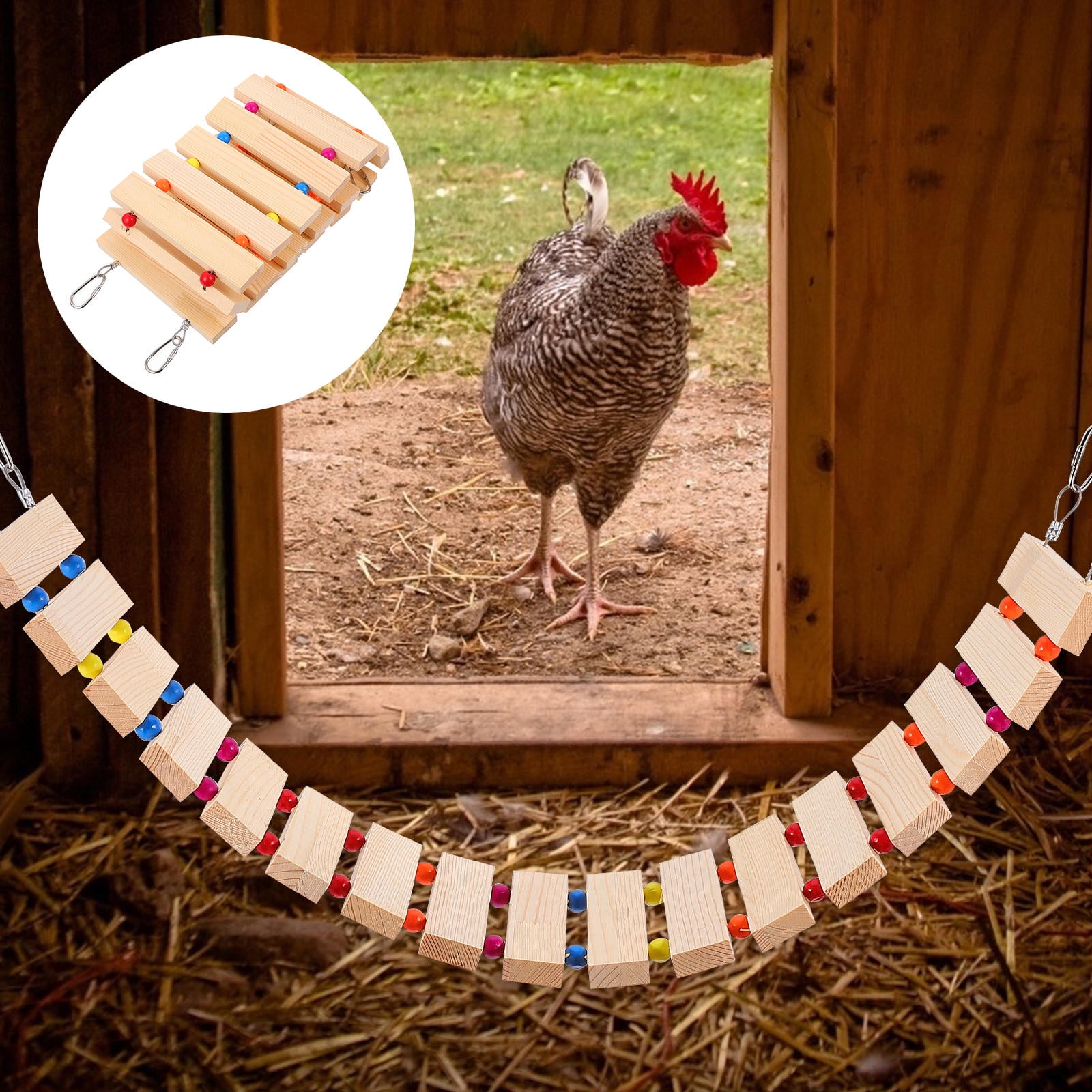 AURARMLET Chicken Wood Stand Natural Wood For Rooster Resting 1Pcs 31.44X5.89X0.59in