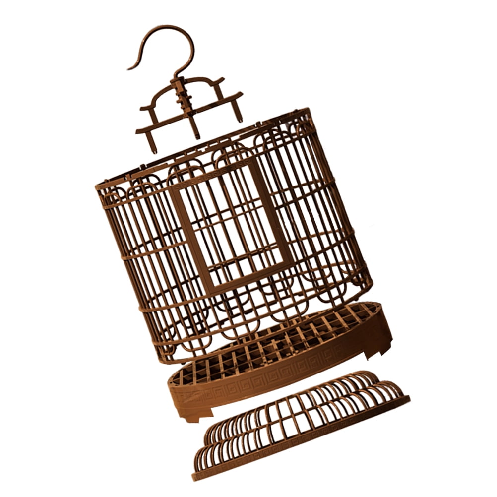 View of MLINS Large Retro Plastic Bird Cage Portable Round Bird Travel Carrier ...