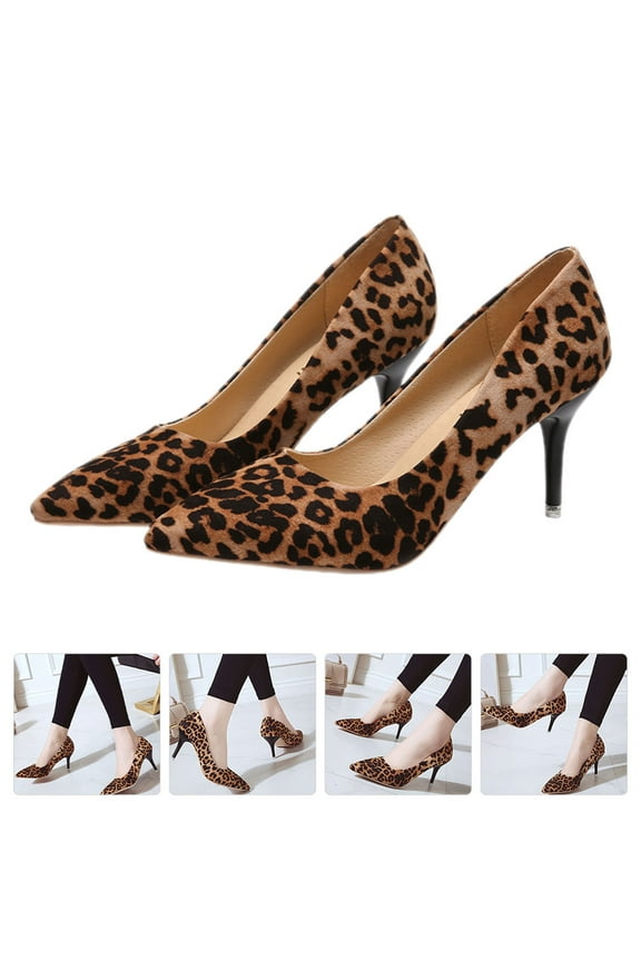 Leopard Print High Heel Women Pumps with Pointed Toe Design for Elegant Outfits and Special Occasions 3.5 inches