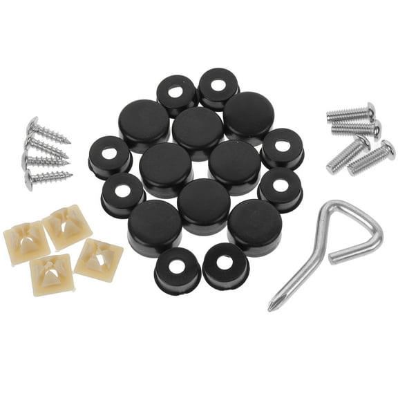 MLINS  License Plate Number Frame Screw Kit Car Screws and Caps Black