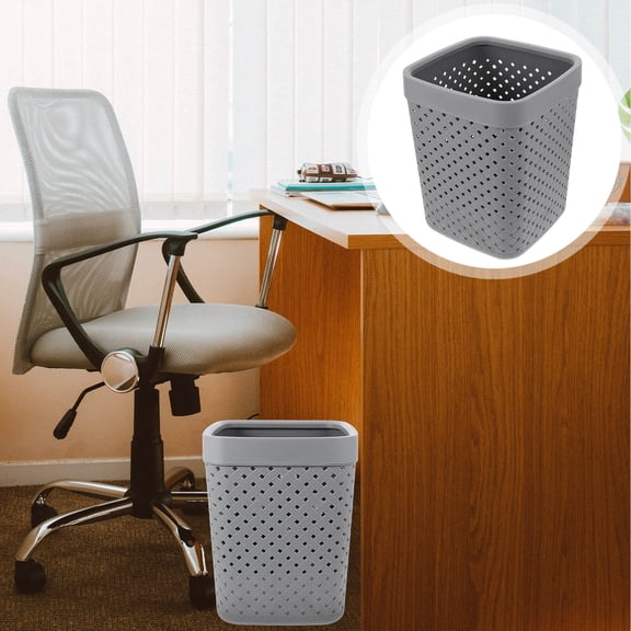 MLINS Lidless Cleaning Paper Basket Garbage Can Kitchen Cans Office Trash Bin Grey