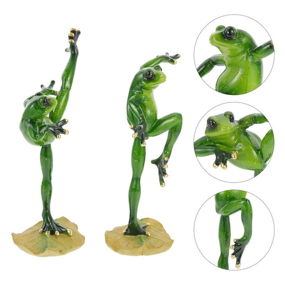 MLINS Lifelike Frog Figurines Craft Decor Resin 2pcs Green Waterproof for Home Garden Decor