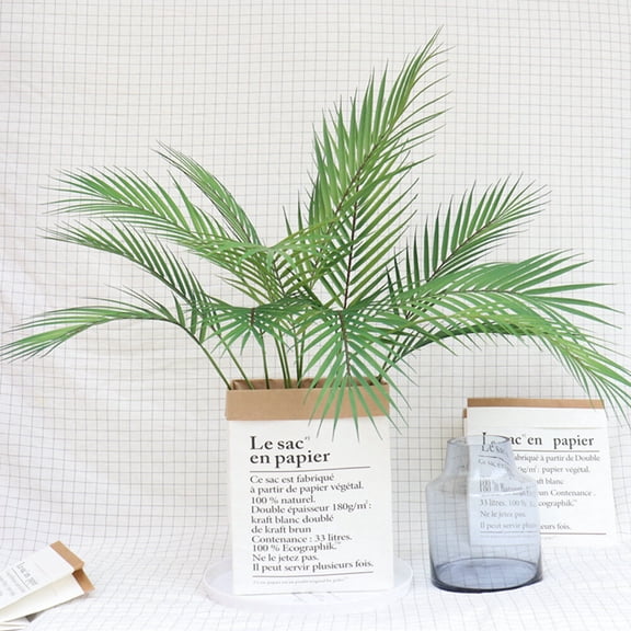 MLINS Lifelike Plastic Palm Leaves for Home Office Wedding Decor Green Plant Photo Props 9 Branches