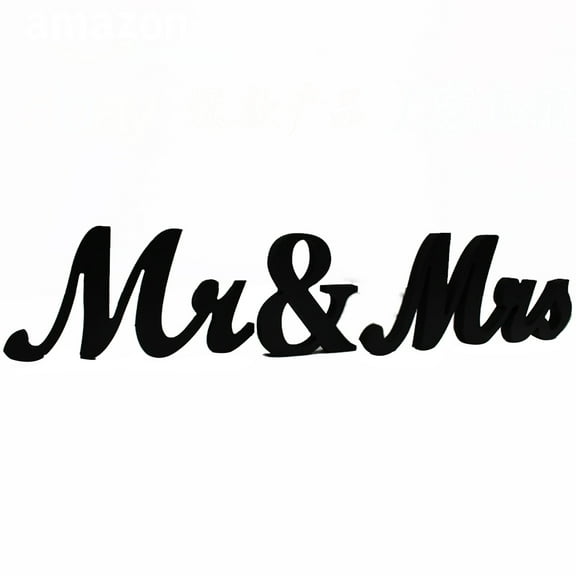 GAXIRE Black Mr Mrs Wedding Decorations Wooden Table Signs 1 Set 9.1in Length
