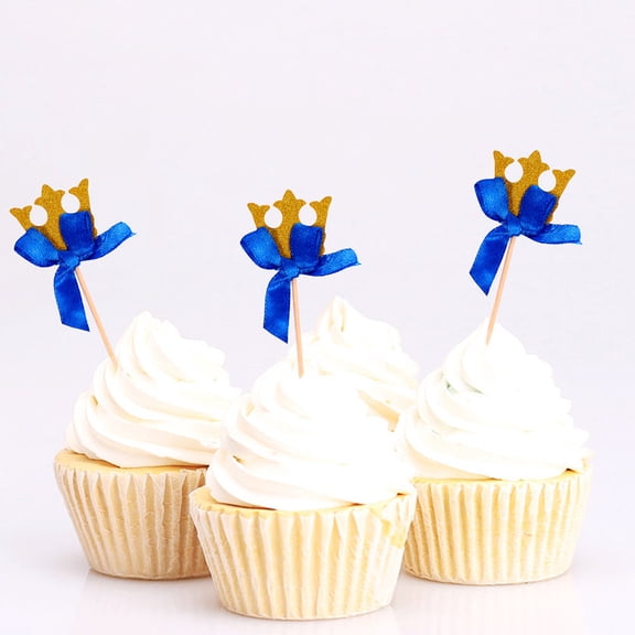 MLINS Masteelf 40 Pcs Crown Shape Cake Toppers for Birthday Cake Picks and Paper Cake Decoration