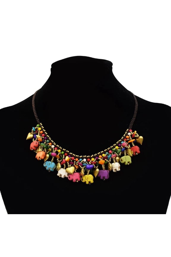 Masteelf Bohemia Style Necklace Folk Custom Elephant Necklace Jewelry Gift Neck Accessories for Women Female