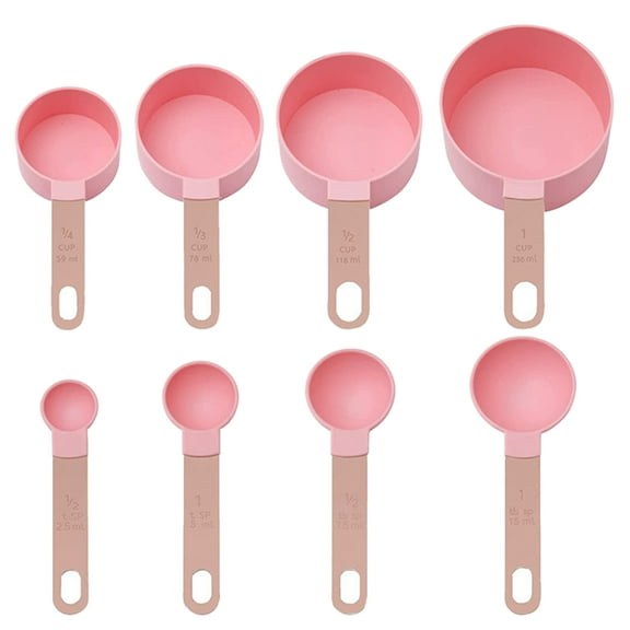 MLINS  Measuring Spoons and Cups Kitchen Baking Graduated Measure Scoops Pink