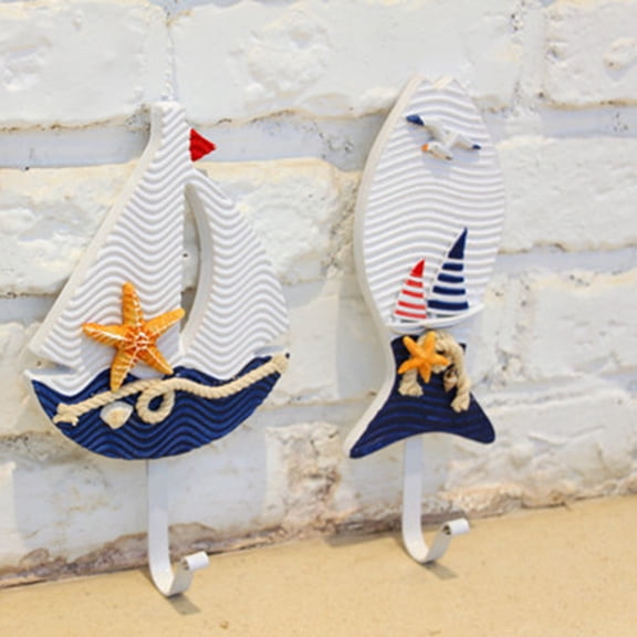 MLINS Mediterranean Style Resin Hat Hooks for Home Office with Fish Shape Multi .7 Inches