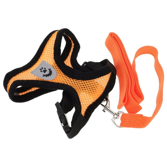 MLINS Mesh Cat Harness Pet Halter Harness Vest with Padded Panels for Small Medium Cats Dogs Size S (Orange)