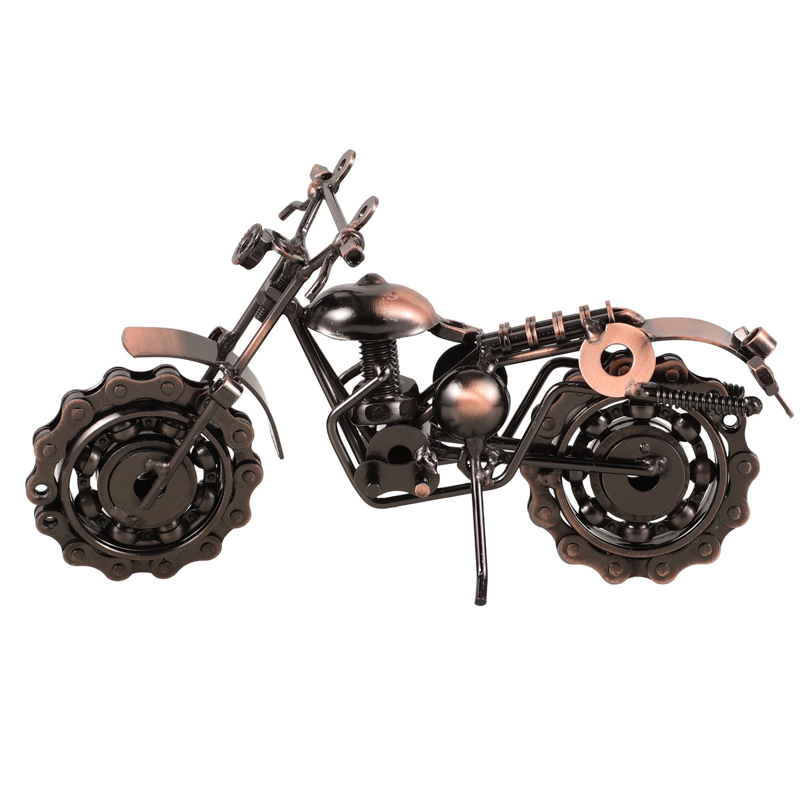 MLINS Metal Motorcycle Statue Ornament Accessories License Plate Bracket Man Light Brown