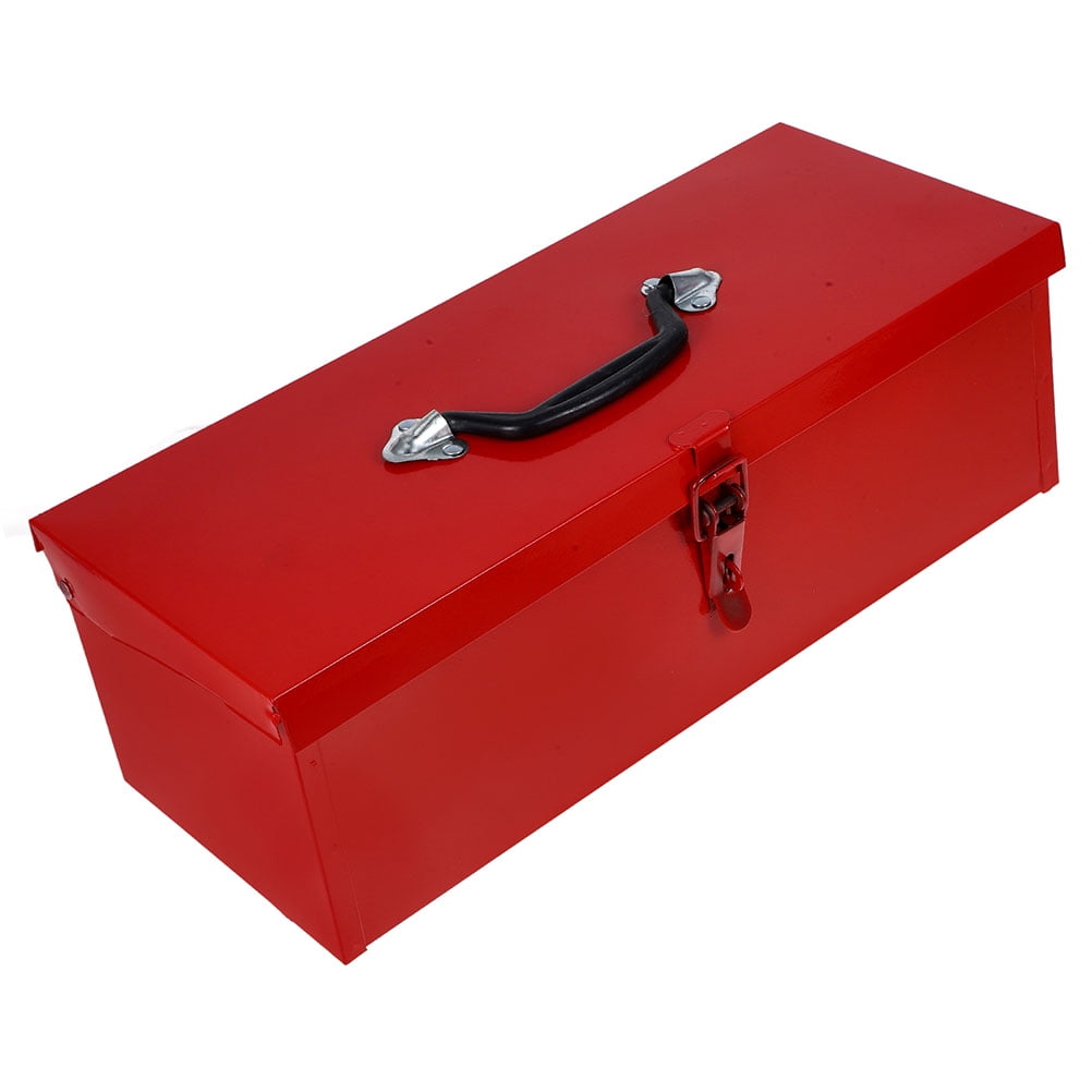 MLINS Metal Tool Box Small Parts Box Tool Storage Organizer Box Trailer Tool Box Chest Box For Home Garage Rv Truck Trailer Red