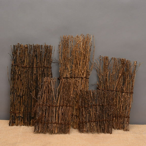 GAXIRE Bamboo Fence Mat Brown 9Pcs 4.3x5.1in