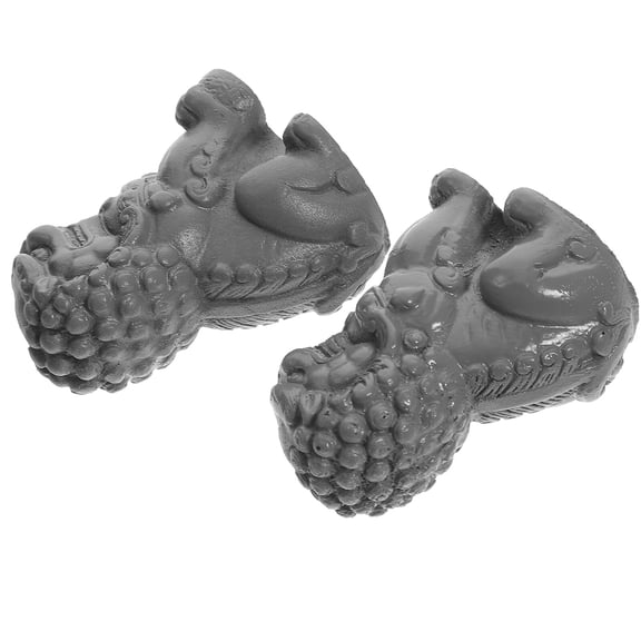 MLINS Mini Lion Figurine Shape Adornment Sitting Sculpture Feng Shui Ornament Cement Animal Office Grey