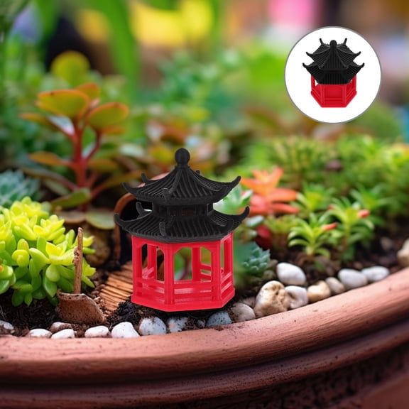 MLINS Miniature Hexagon Pavilion For Fish Tank Decor Japanese Garden Decor Aquarium Landscape Decorations Bonsai Decorations Fish Tank Shelter Mini Rockery Decoration Japanese Accessories