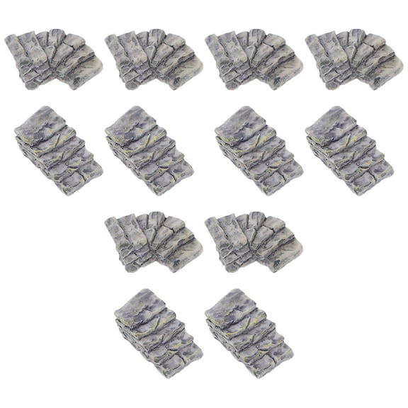 MLINS Miniature Stone Steps for Decor Grey Resin Mini Garden Landscape Accessory Lightweight and Realistic 12pcs