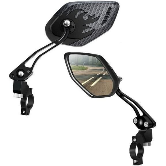MLINS Mirrors Aluminum Alloy Rearview Mirror Bike Handlebar Mirror 23.5X7.5CM Black