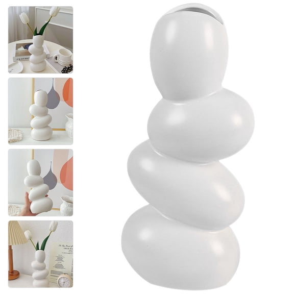 Milisten Abstract Ceramic Vase White Nordic Style Home Decoration 1Pcs 9.8X4.1X2.1In