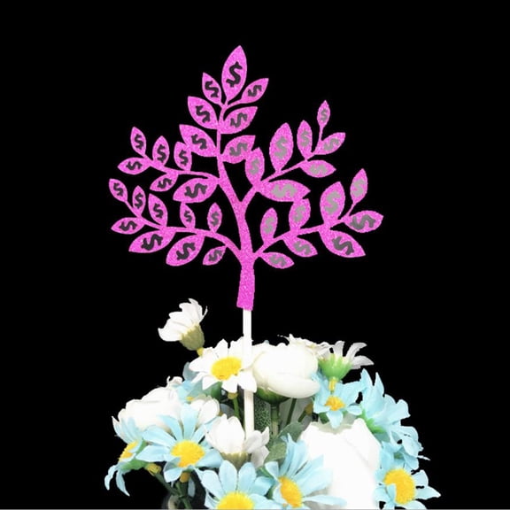 MLINS Money Tree Shaped Cake Toppers for Birthday Assorted Color Paper 20 Pieces