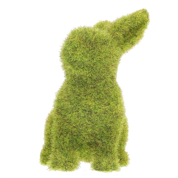 MLINS  Moss Bunny Flocked Rabbit Animal Statue Ornaments Chic Decor