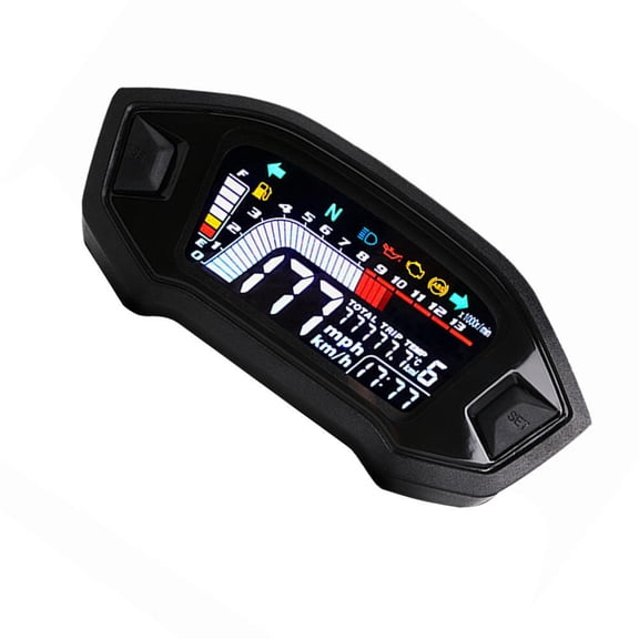 YUYUETIME Digital Motorcycle Speed or and Tachometer Full LCD Display for Motorbike Black
