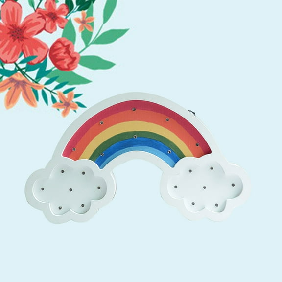 MLINS Multi Color Wood Rainbow Wall Lamp for Home Decor Safe LED Light Suitable for Bedroom and Living Room 9.8 x 7.9 x 1.2 Inches