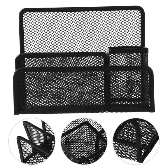 YUYUETIME Black Mesh Magazine File Holder Iron Mesh Desk Organizer