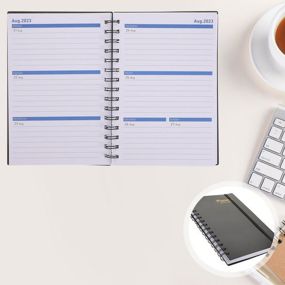Milisten Notebook Schedule Planner Black 1Pack 8.21X5.70X0.71in Paper PP
