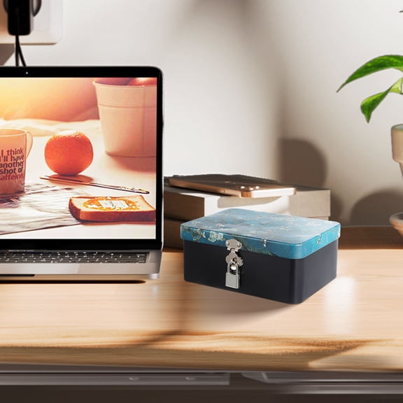 MLINS Multipurpose Tinplate Box with Lock and Keys for Storage Stylish Multi Color Design Fits Various Foods and Items