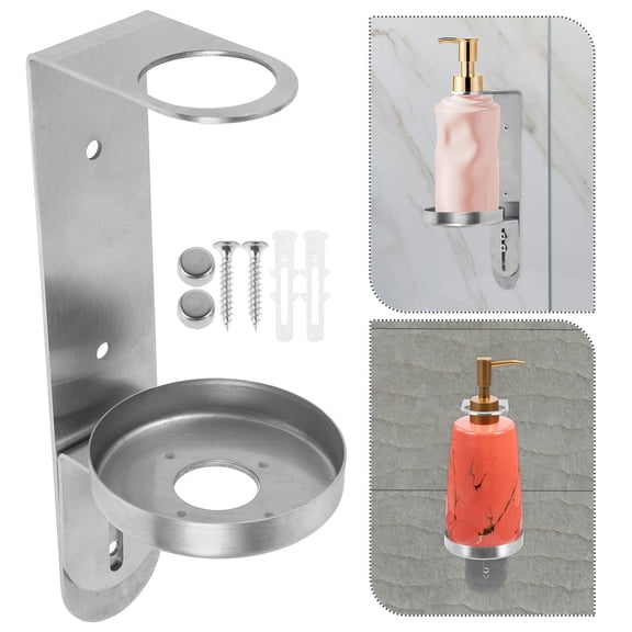 DINHEAROM Liquid Soap Holder Wall Mounted Silver Stainless Steel 1Pack for Kitchen and Shower