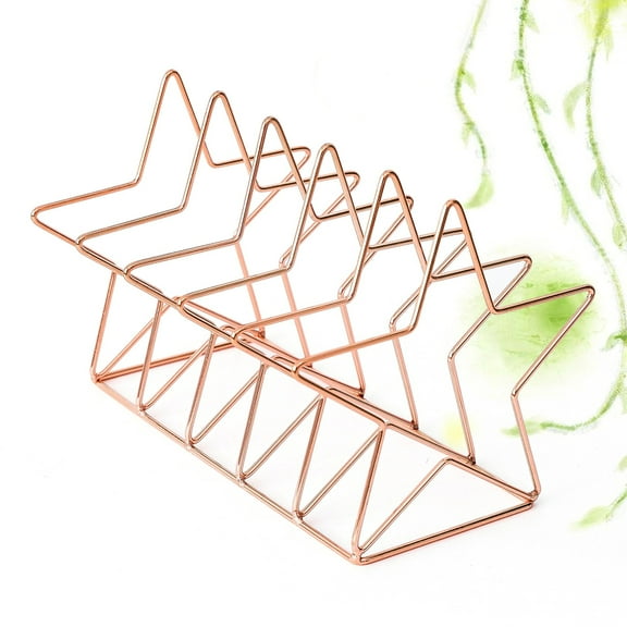 MLINS Nordic Style Desktop Bookshelf Creative Simple Star Shape Iron Art Book Shelf Holder Storage Rack Home Decoration (Rose Gold)
