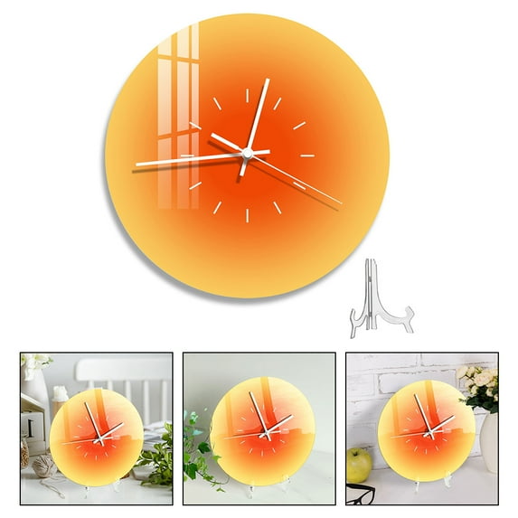 MLINS Orange Acrylic Wall Clock for Home Use with Precise Timekeeping and Easy Installation 10.5 inches