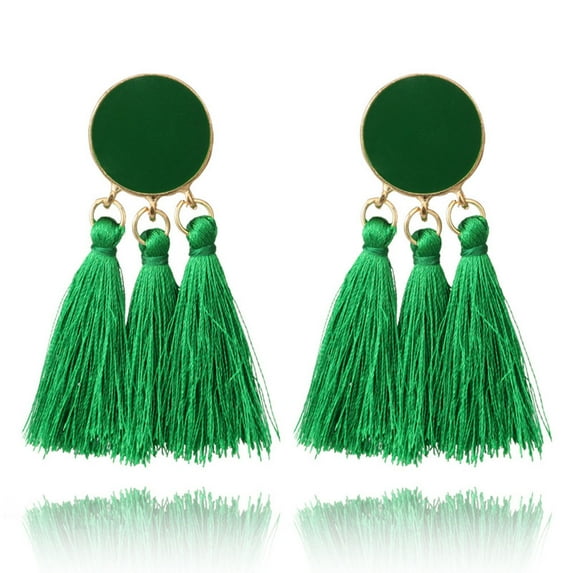 MLINS Green Acrylic Tassel Eardrops Lightweight and Durable for Women Vintage Jewelry Great Gift Idea 0.8 Inches