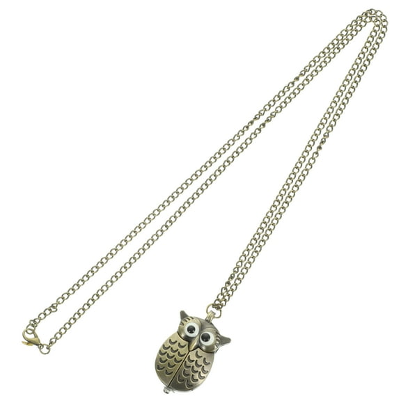 MLINS Owl Clock Necklace Owl Keychain Retro Pendant Watch 45.00X2.50X1.00CM