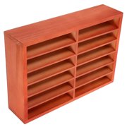 HEALEEP Rustic Wooden Desk Phone Organizer Box with Cable Management, Storage Tray for Office, 8.5 x 6.1 x 2.2 Inches, 1 Set