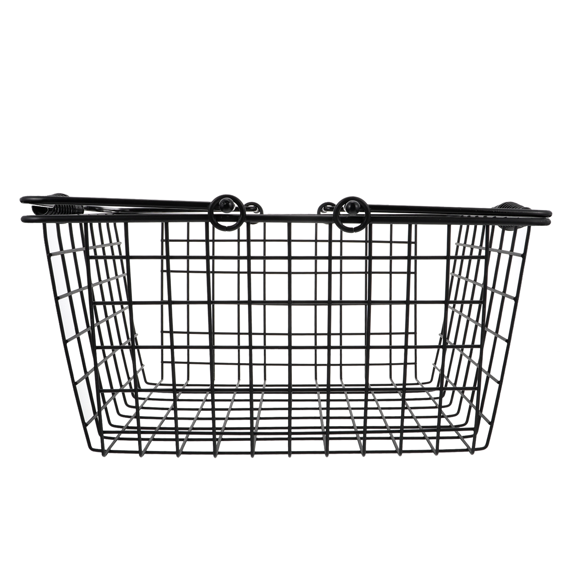 DINHEAROM Shopping Basket Storage Basket Iron 1Pcs Black