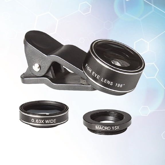 MLINS Phone Camera Lens with 198 Fisheye 0.63X Wide Angle and 15X Macro for Phone Use Black