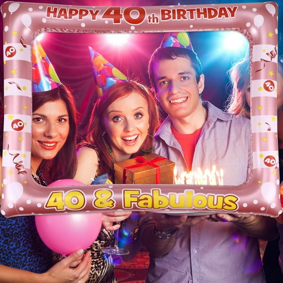 MLINS Pink Birthday Photo Booth Frame Made of Plastic for Memorable Party Moments