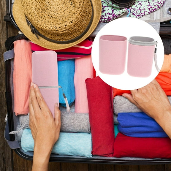 YUYUETIME Round Spout Toothbrush Box Pink 1Pc 7.9In X 2.4In