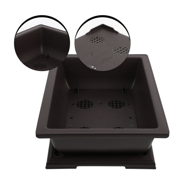 HEALEEP Small Planter Plastic Black Indoor Gardening 1Pack 11.2X8.3In