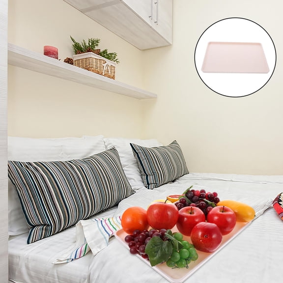 AURARMLET Serving Trays Beige Wear Resistant For Hotel Rooms Daily Use 1 Pc 13.95x9.63 In