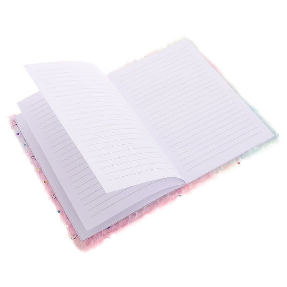 MLINS Plush Cover Notebook Fluffy Journal Book for Students Cute Furry Lightweight and Portable Notebook for School and Home Use Heart Pattern