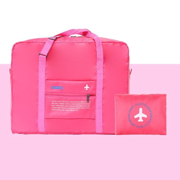 MLINS Polyester Waterproof Portable Large Capacity Lightweight Foldable Luggage Duffle Bag for Fitness Shopping (Rose Red)