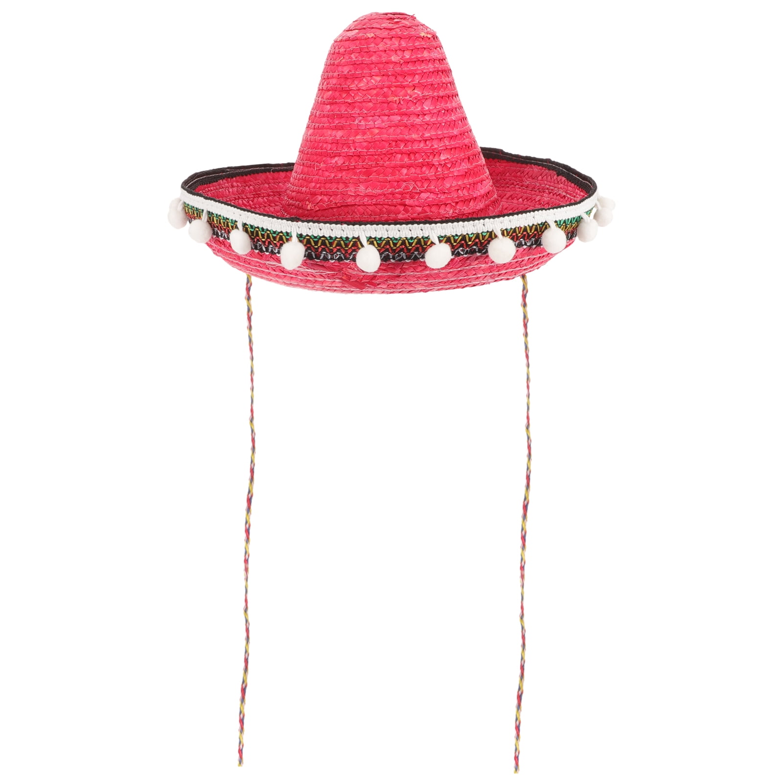 Großer Gelber Sombrero Mit Weißen Pompoms – Perfekt Für Mexico-Party, Kostüm & Fasching | Einzelstück Oder Im Set